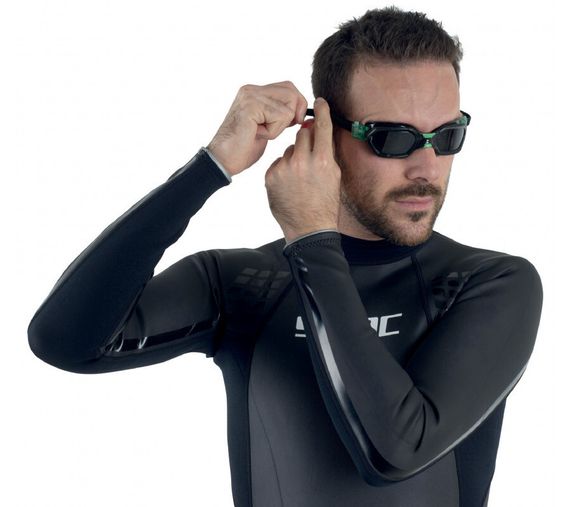 Очки для плавания Seac Aquatech тонированные стекла черный/зеленый