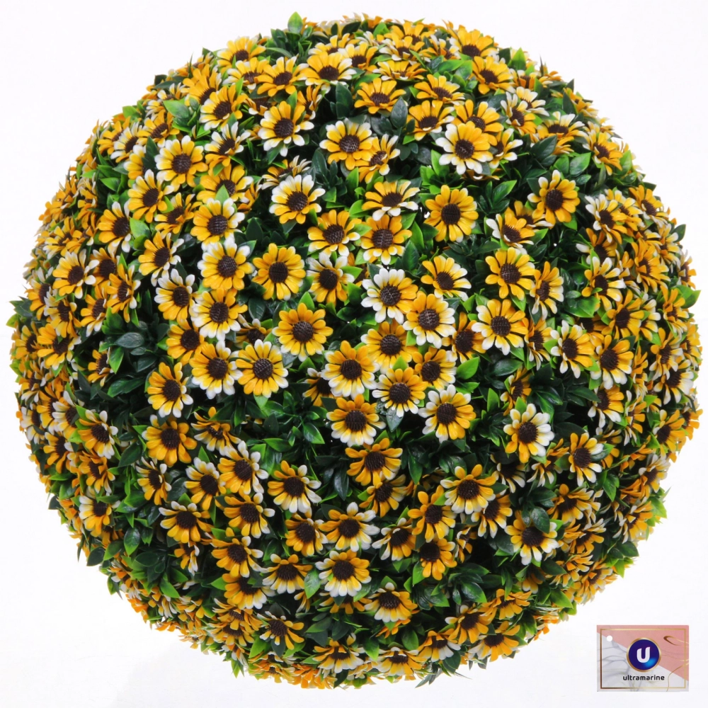 Искусственное растение шар «Самшит» цветы оранжевые D-45см Ultramarine