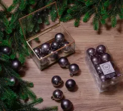 Набор пластиковых шаров Милена 40 мм, стальной, 16 шт, Kaemingk (021735)