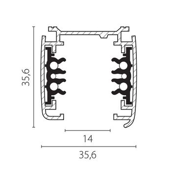Трек шестиконтактный 3-фазный со стыковочными пазами 2м 504028-DALI Quattro/DALI Lightstar