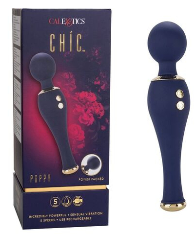 Синий клиторальный вибромассажер Chi­c Poppy - 20,25 см. (Цвет: синий)