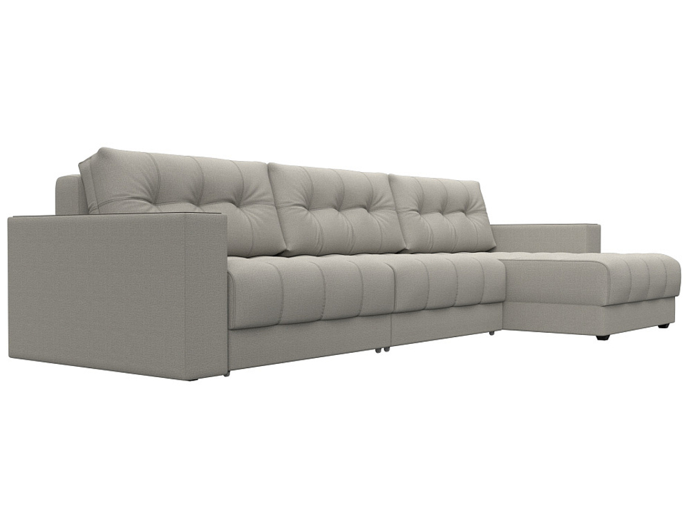 Диван угловой с декором Лига-049 НПБ Лонг, Амур 02 РОГОЖКА бежевый