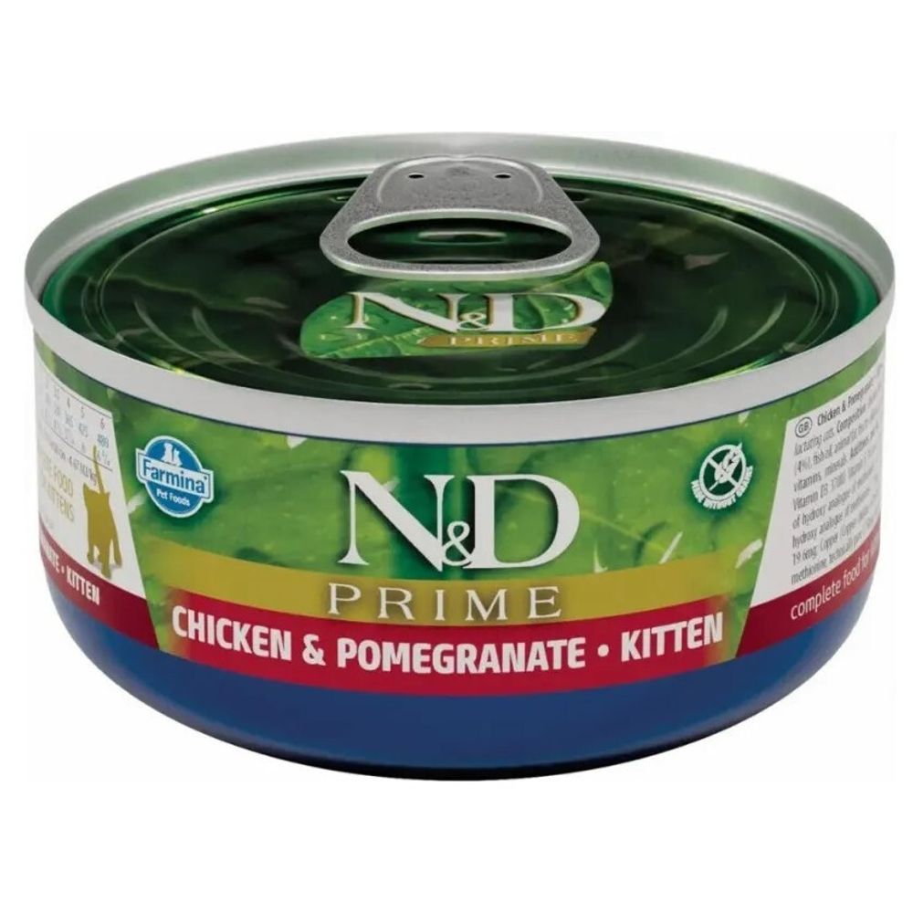 Консервы FARMINA N&amp;D Cat Prime для котят с курицей и гранатом - набор 12х70 гр