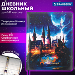 Дневник 1-11 класс 48 л. кожзам (твердая с поролоном) печать цветной блок BRAUBERG "Замок" (2 штуки в упаковке)