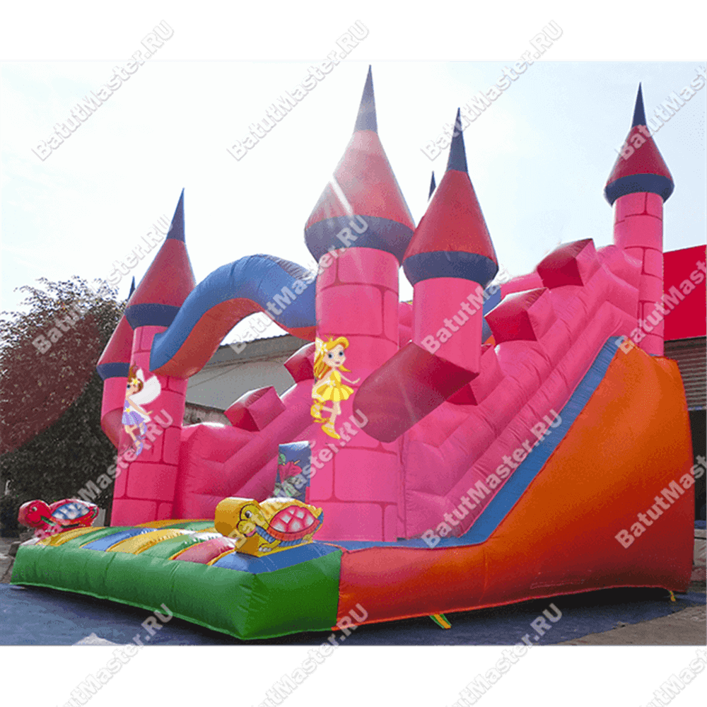 Надувная горка "Розовая крепость"