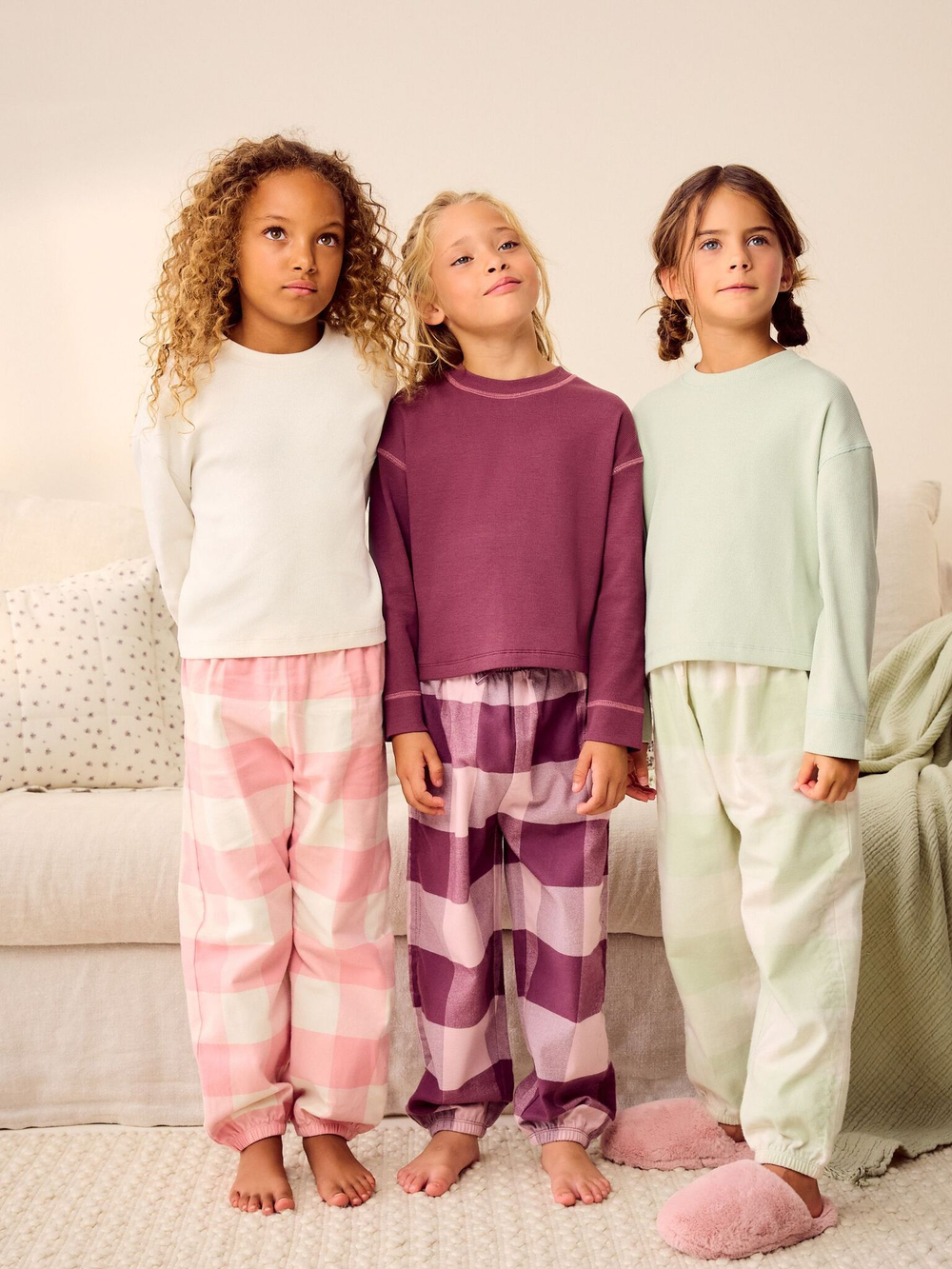 Пижама для девочки Next B79-520, 3 шт., Белый, Розовый, Бордовый