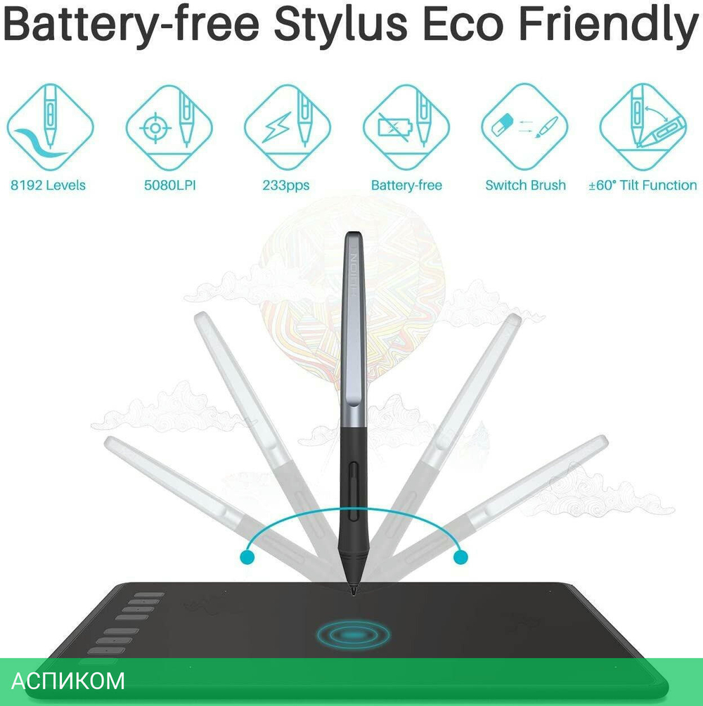 Графический планшет Huion Inspiroy черный (H950P)