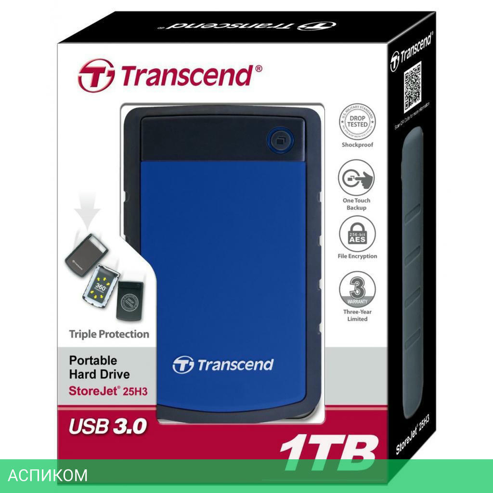 Внешний накопитель Transcend 1TB TS1TSJ25H3B