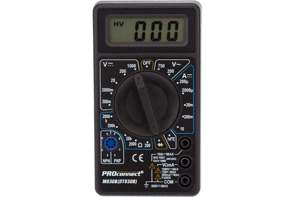 МУЛЬТИМЕТР ПОРТАТИВНЫЙ PROCONNECT M830B (DT830B)  13-3011