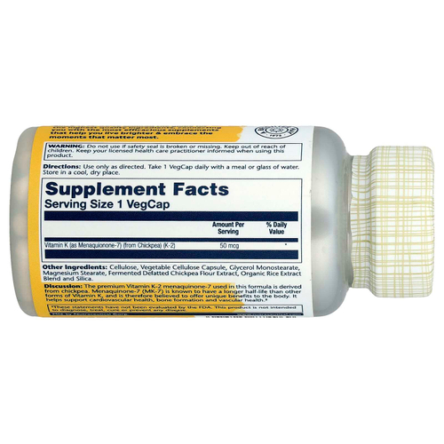 Solaray, менахинон-7, витамин K2, 50 мкг, 60 растительных капсул