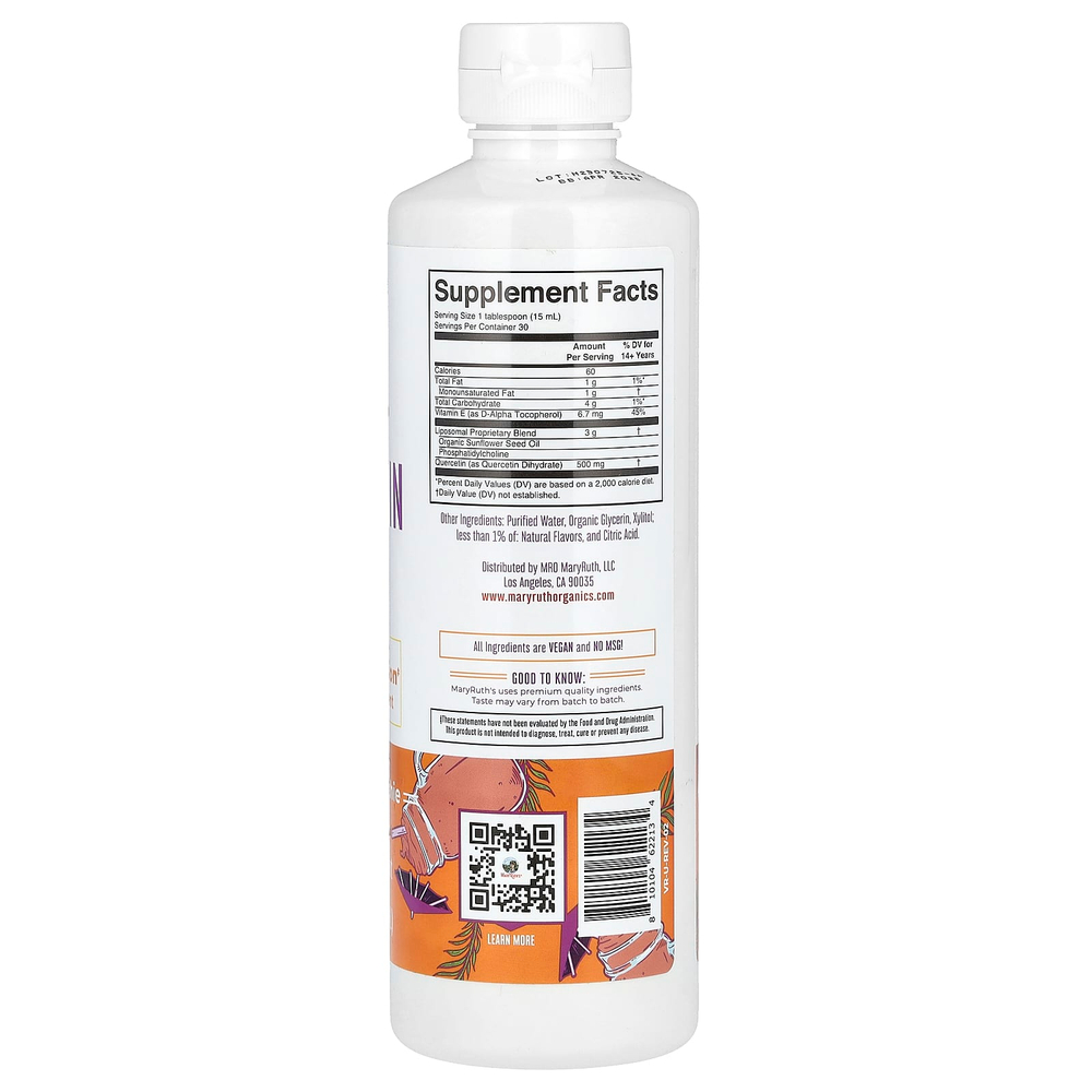 MaryRuth's, Quercetin Liposomal, тропический смузи, 450 мл (15,22 жидк. унц.)