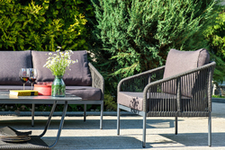 "Канны" лаунж-зона 5-местная плетеная из роупа (веревки), цвет темно-серый