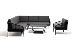 "Канны" модульная угловая лаунж-зона из роупа (веревки), цвет темно-серый