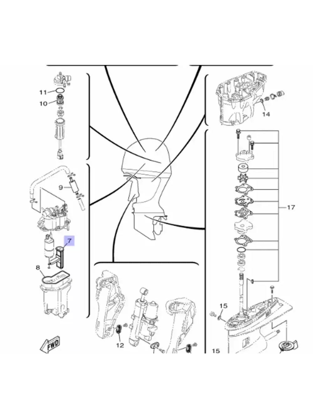 Фильтр топливный для лодочных моторов F40-F100; 6C5139150000