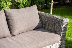"Капучино" диван из искусственного ротанга (гиацинт) трехместный с подушками, цвет серый