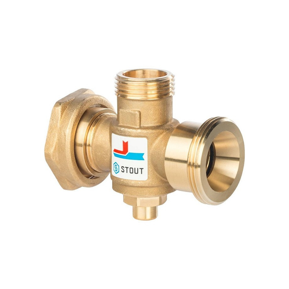 Клапан термостатический смесительный STOUT - 1"1/2 x 1" x 1"1/2 (НР/НР/ВР, 60°C)