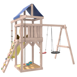 Детская площадка неокрашенная с качелями лодочка и гнездом 60 см IgroWoods для улицы и дачи