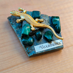 Магнит малый Челябинск Ящерица змеевик, малахит