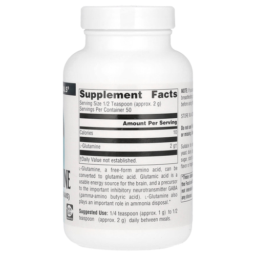 Source Naturals, L-глютамин, порошок в свободной форме 3.53 унции (100 г)