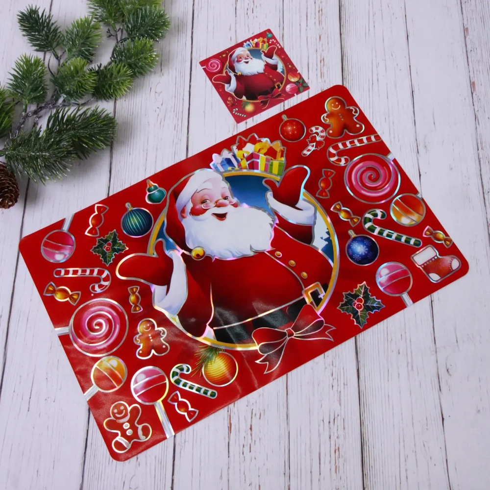 Салфетка на стол 41*26см в наборе 6+6шт «Славный Санта»