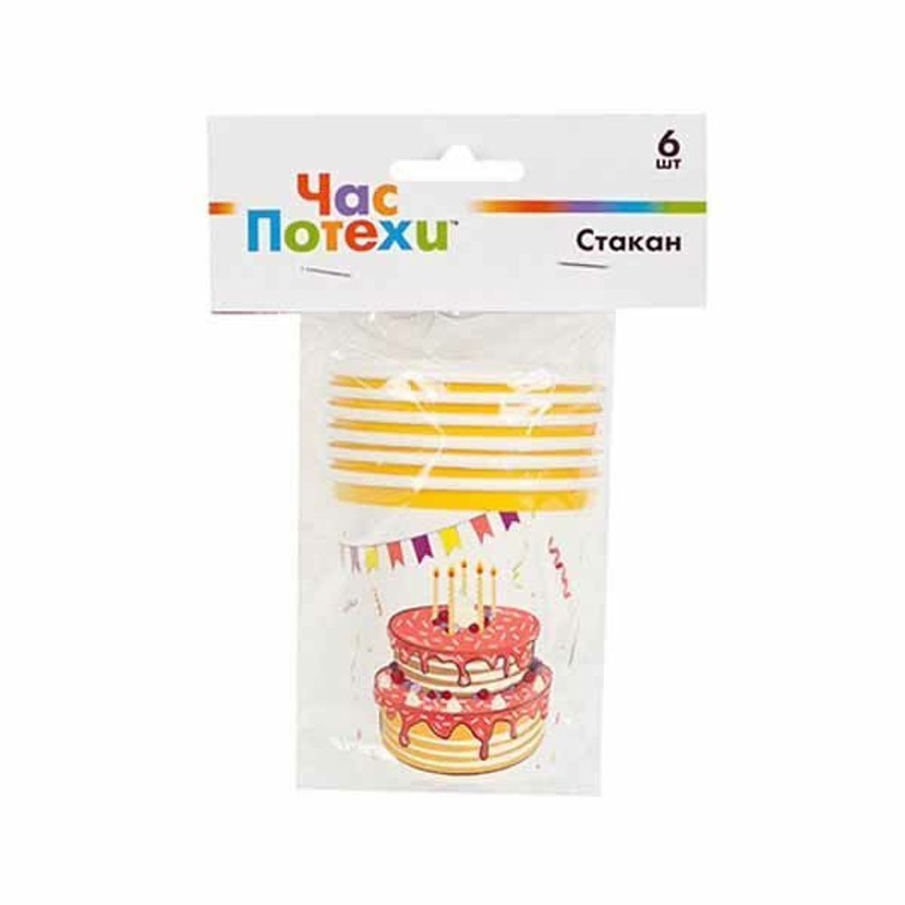 Стаканы Торт Праздничный 190мл, 6 шт