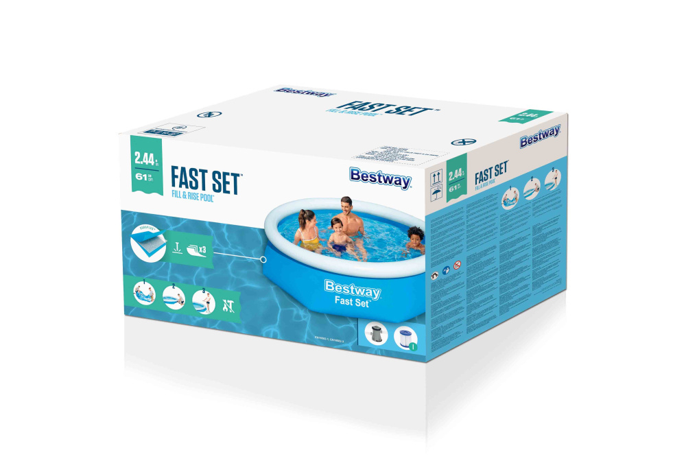 Бассейн надувной Bestway Fast Set Pools 244х61 см + фильтр-насос 1249 л/ч (57450 BW)