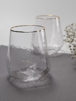 Набор шестигранных бокалов, 550мл, золотая кайма, 2 шт.