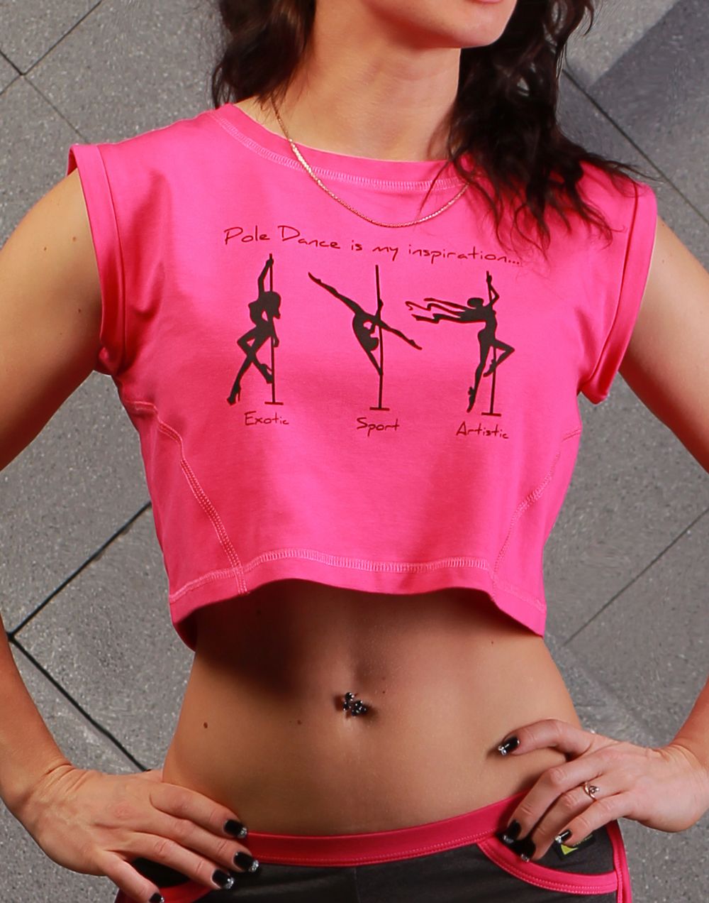 Кроп-топ, принт Inspiration, Фуксия