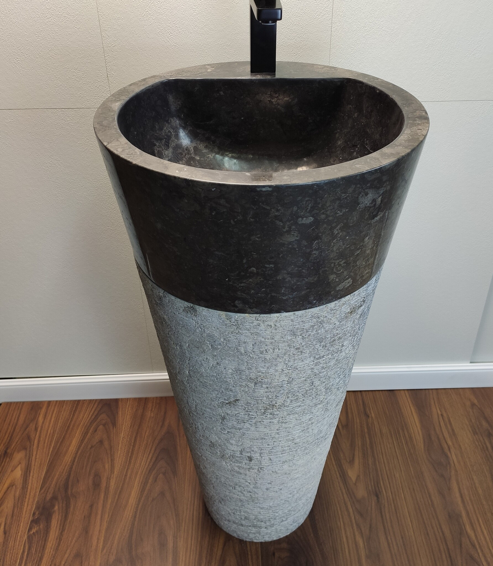 Раковина напольная из мрамора Grey/Black ON-61350 (45*45*90)