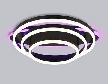 Потолочный светодиодный светильник с пультом 146W 3000K-6400K+RGB FA8524 BK чёрный Disk Acrylic Ambrella