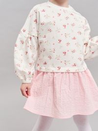 Платье с хлопковой юбкой "Цветы" 0+