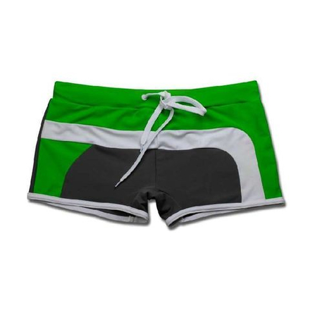 Мужские плавки боксеры темно-серые с зеленым Superbody Swim Boxer