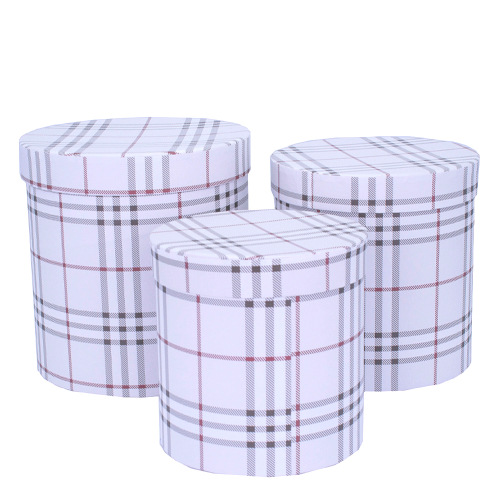 Коробки Тубус "Шотландская клетка" Набор 3 шт. Белые