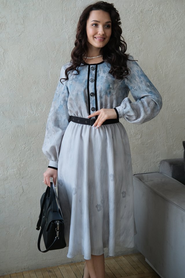 Платье с бархатной тесьмой из вискозы с подкладкой