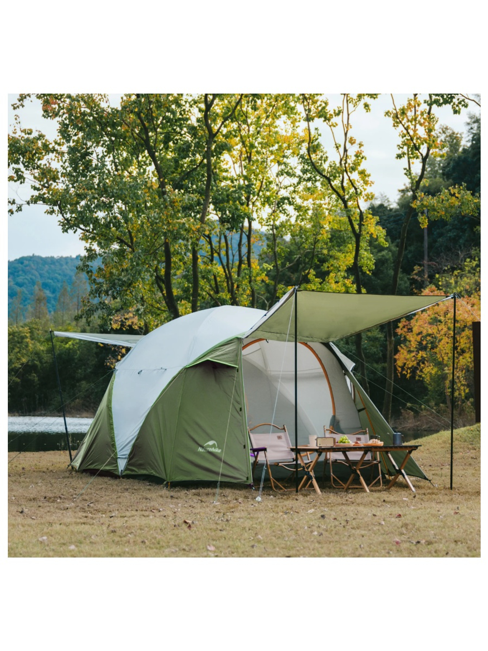 Палатка Naturehike KOTA 4, 4-местная, алюминиевый каркас, олива