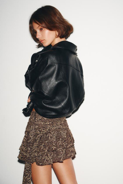 ZARA ЮБКА-БРЮКИ СО СКЛАДКАМИ И ОБОPКАМИ, ЛЕОПАРДОВЫЙ