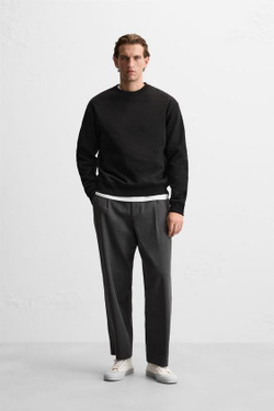 ZARA ТОЛСТОВКА С КРУГЛЫМ ВЫРЕЗОМ, ЧЕРНЫЙ