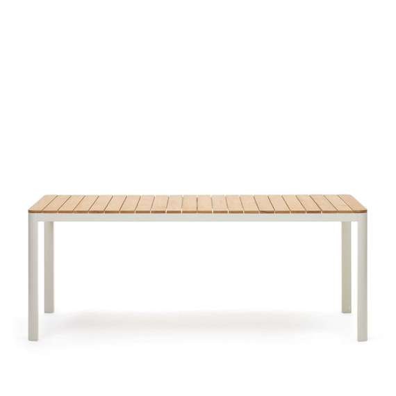 Bona Уличный стол из алюминия в белой отделке и тикового дерева 200 x 100 см