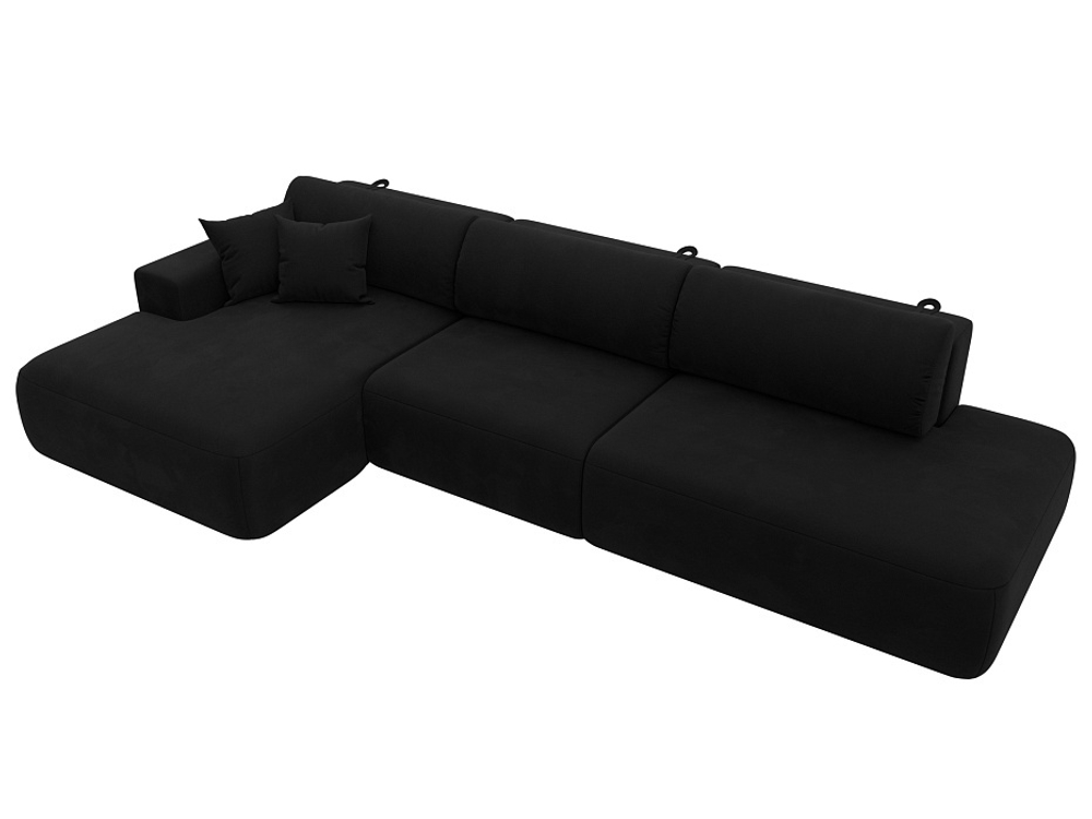 Диван угловой Лига-036 НПБ Модерн Лонг левый угол МИКРОВЕЛЬВЕТ Черный