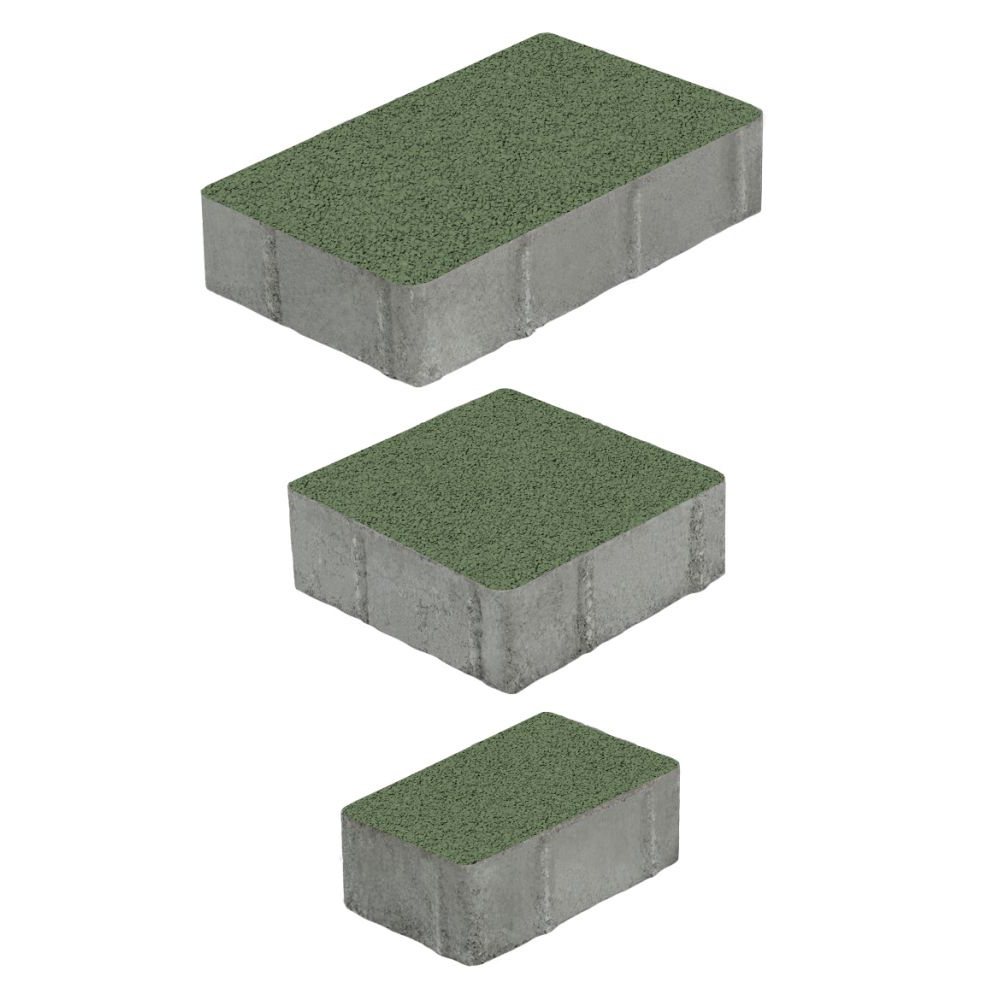 Тротуарная плитка СТАРЫЙ ГОРОД - Гранит Зеленый, комплект из 3 видов плит