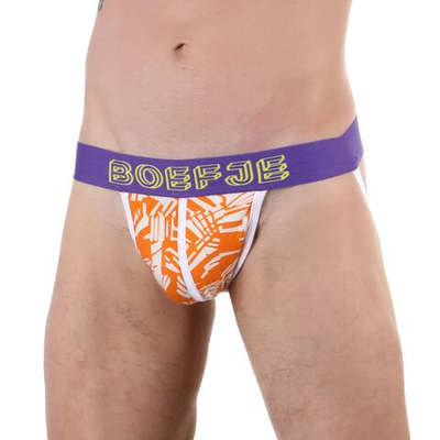 Оранжевые трусы-джоки с принтом и брендированным поясом (Размер: L) (Цвет: оранжевый)