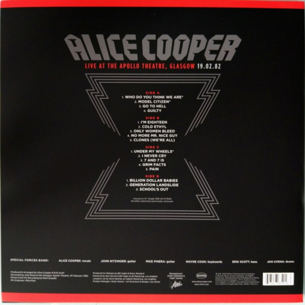 Alice Cooper / Live From The Apollo Theatre Glasgow 19.02.1982 (Limited Edition)(2LP)