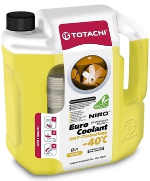 NIRO™ EURO COOLANT OAT TECHNOLOGY -40°C TOTACHI Антифриз желтый (2 Литра)
