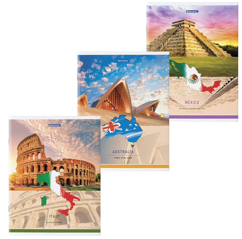 Тетрадь А4 48л. клетка "Travel" скоба, в ассортименте (BRAUBERG)