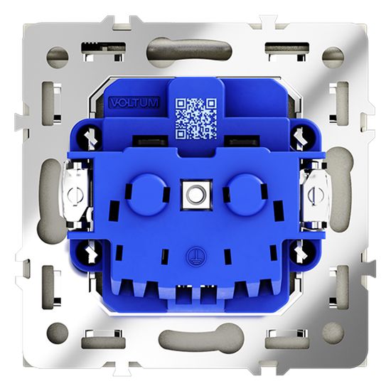Розетка встраиваемая VOLTUM S70 с заземлением, защитными шторками и крышкой 16А, (сталь)