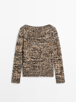 Massimo Dutti Свитер из смесового хлопка мулине, цвет верблюжьей шерсти