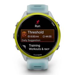 Garmin Forerunner 570 47 мм — желтый алюминиевый корпус, бело-бирюзовый ремешок