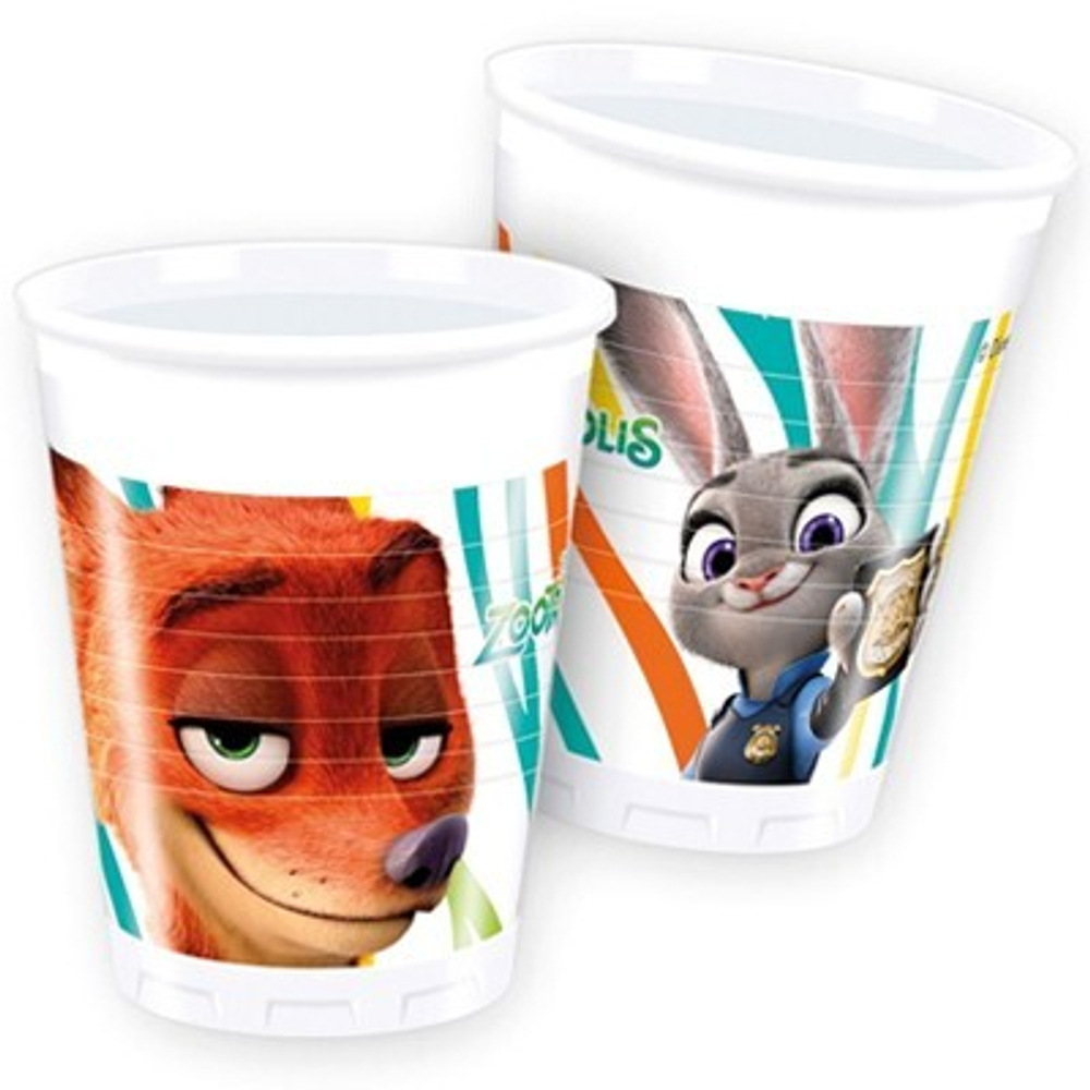 Распродажа Стаканы пластиковые Зверополис 250 мл 8 шт.