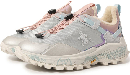 Premiata Cross-D серые с розовым с мехом