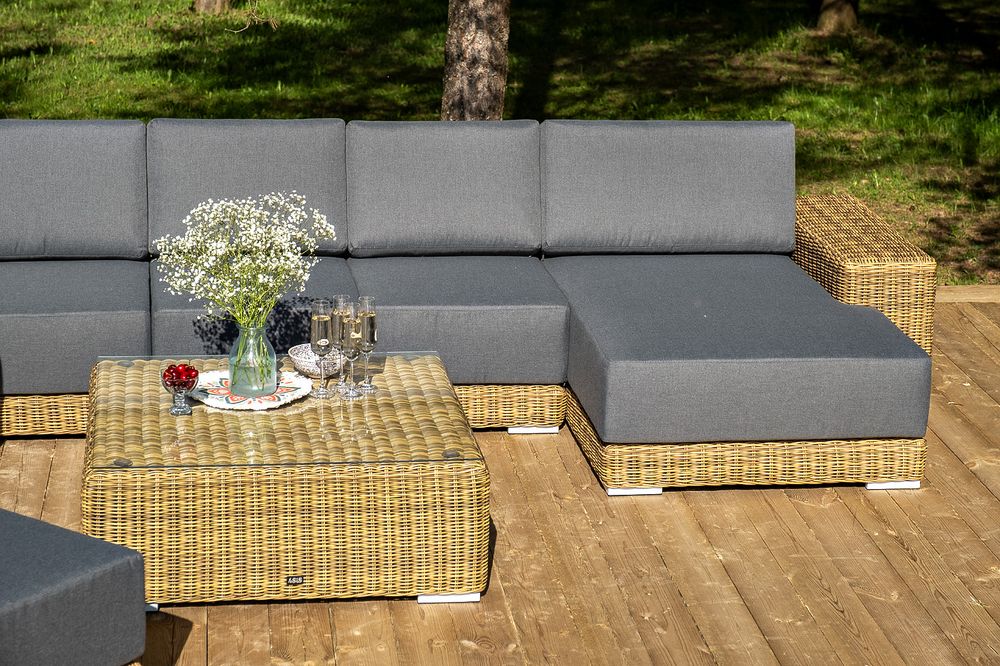 "Капри" трансформирующаяся лаунж-зона из искусственного ротанга, цвет соломенный